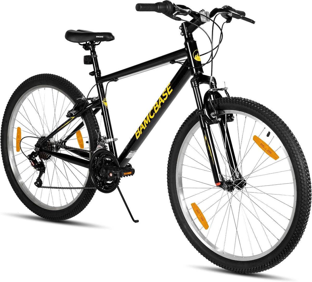 HH HILAND, Mountainbike, 26 Zoll, BAMCBASE, Herren/Damen MTB mit 18 Gang, hochfester Stahlrahmen, V-Bremse, Hardtail Fahrrad für Erwachsene Schwarz