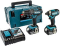 Makita, Akkuschrauber, 5,0 Ah, 18V, DLX2131TJ Akku-Kombo-Kit (DHP482Z + DTD152Z) /, 2 Akkus + Ladegerät im MAKPAC