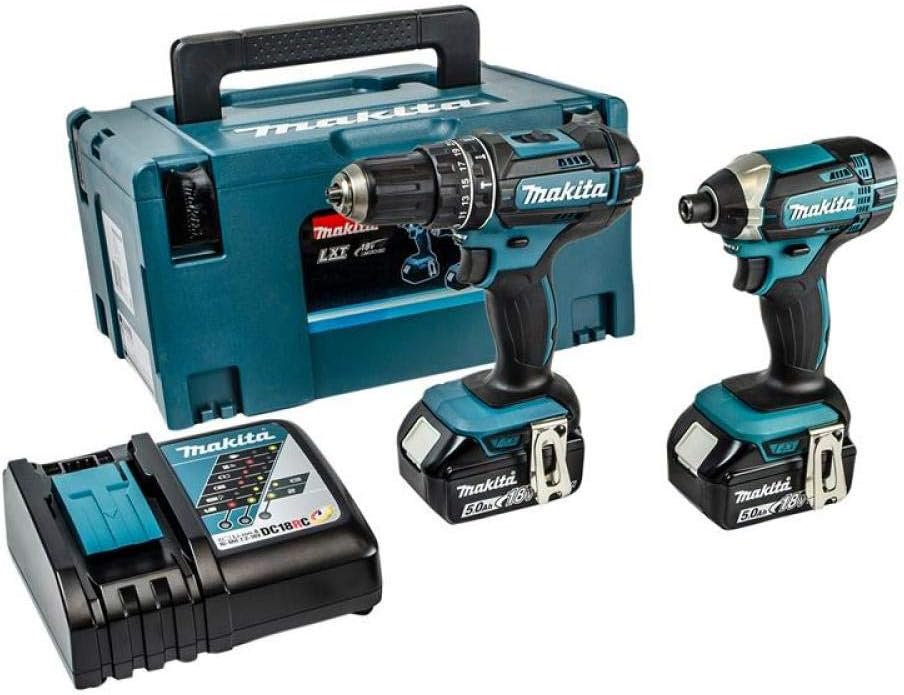 Makita, Akkuschrauber, 5,0 Ah, 18V, DLX2131TJ Akku-Kombo-Kit (DHP482Z + DTD152Z) /, 2 Akkus + Ladegerät im MAKPAC