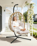 Hängesessel, houcheyai, 150kg, mit Gestell Fußstütze, Hängekorb Sessel, Hängestuhl Rattan Outdoor und Indoor, Hängeschaukel