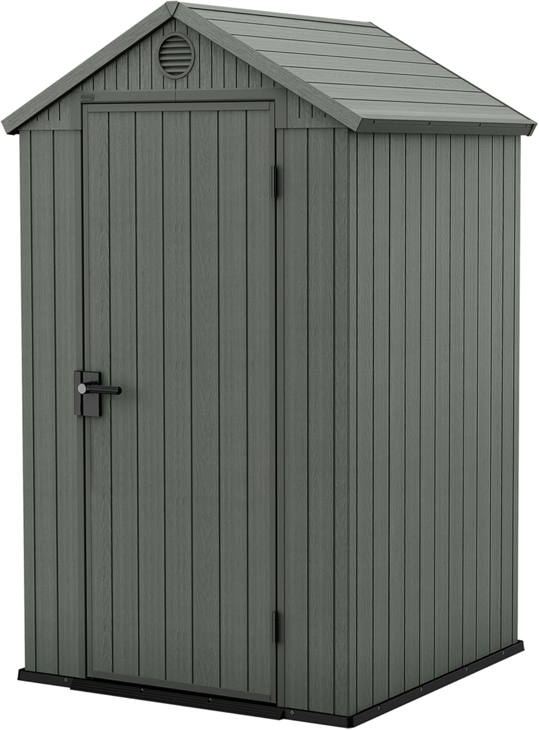 Keter, Gerätehaus, 125,8 x 117 x 205 cm, 1,4 m, Darwin 4 x 4, Holzoptik, Grün, pflegeleicht, Gartenhaus, Geräteschuppen aus Kunststoff