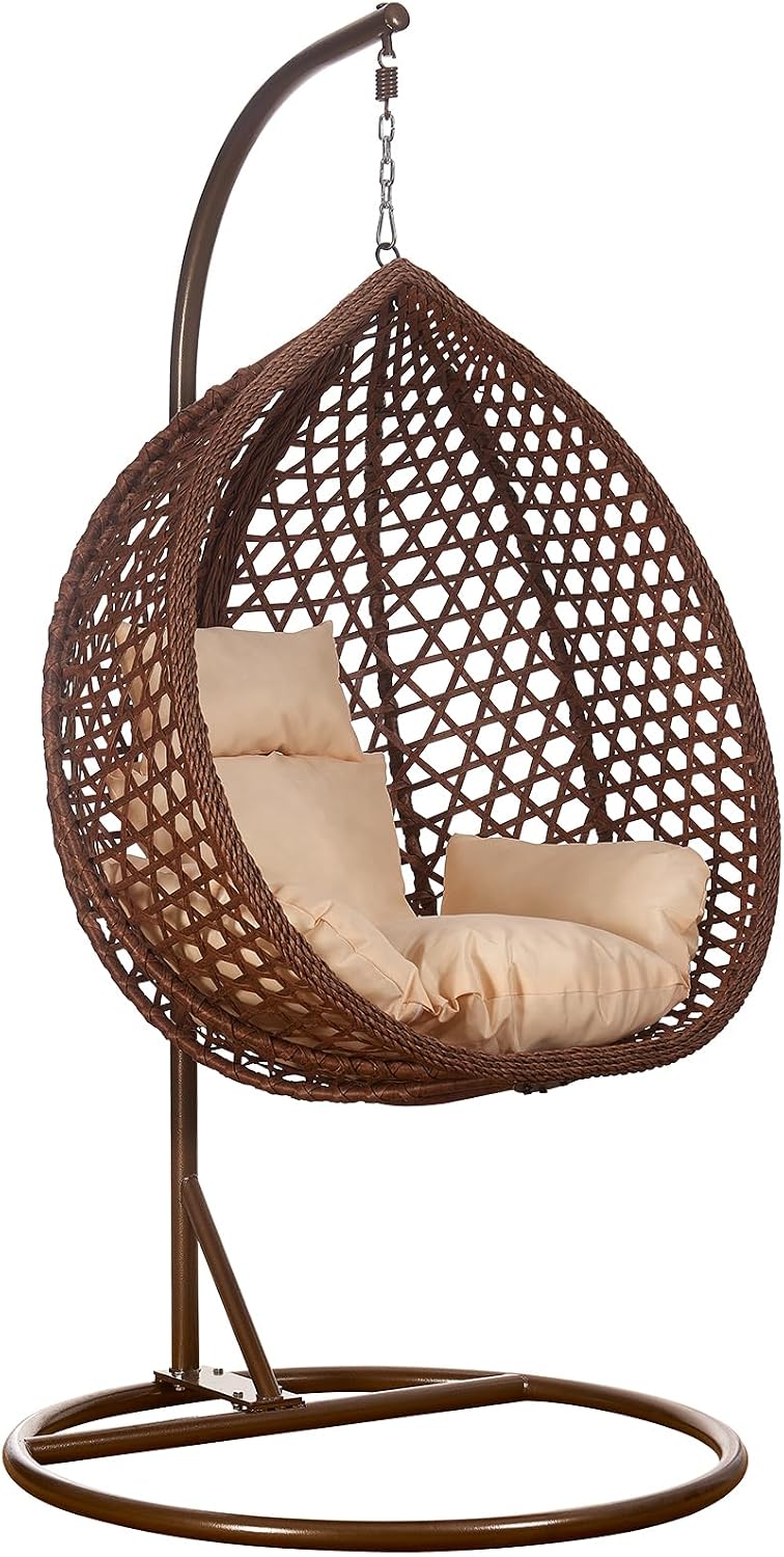 Hängesessel, Carparts-Online GmbH, Luxus Style XXL Rattan Korb und Gestell Braun mit