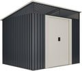 Gerätehaus, wasabi, 238 x 193 x 203cm, Gartenhaus Metall 4, 6m2 Stark, - Oberlicht - Doppelte Schiebetür, Anthrazitgrau