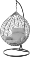 Kideo, Hängesessel, ® Komplettset: großer mit Gestell & Kissen, Lounge Möbel, Poly-Rattan, grau (grau Nest (8008 Cloud))