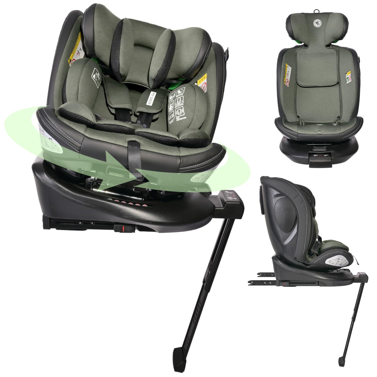 Lorelli, Kindersitz, 150cm, 36kg, Auto Estate mit Isofix Basis und Stützbein, 360 Grad drehbar, 0- Mitwachsender Autositz i-Size 40