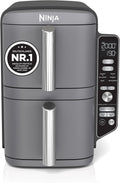Ninja, Heissluftfritteuse, 9,5 L, Double Stack XL Heißluftfritteuse, 6 Kochfunktionen, Grau