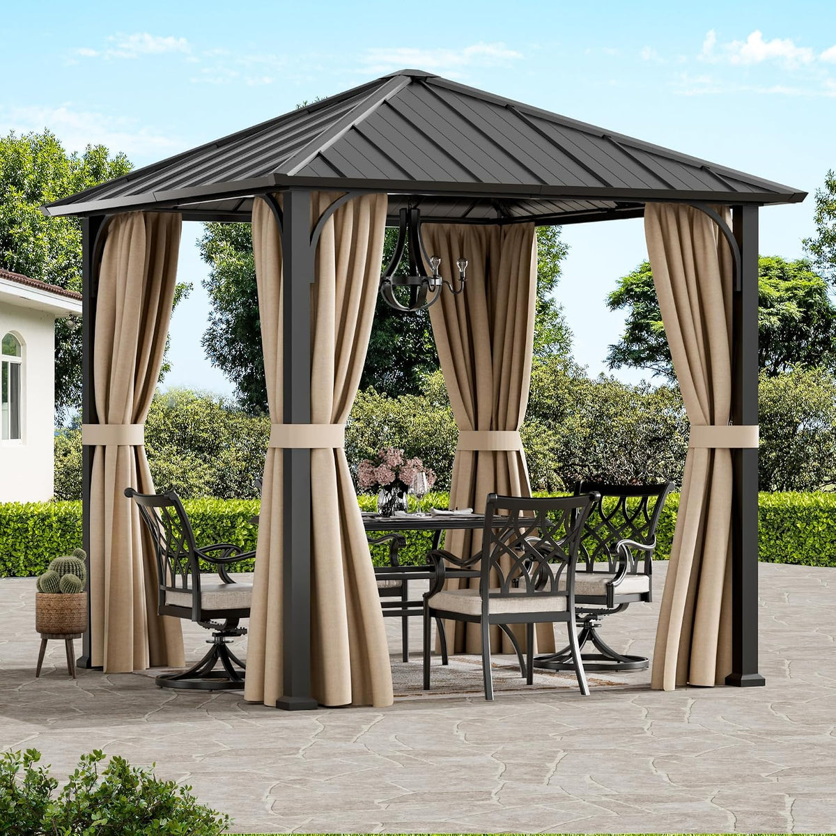 Modern Shade Outdoor Living Spaces, Pavillon, 2,5 m, Hardtop 2, 5 x Winterfest Wasserdicht Stabil Garten mit Verzinktem