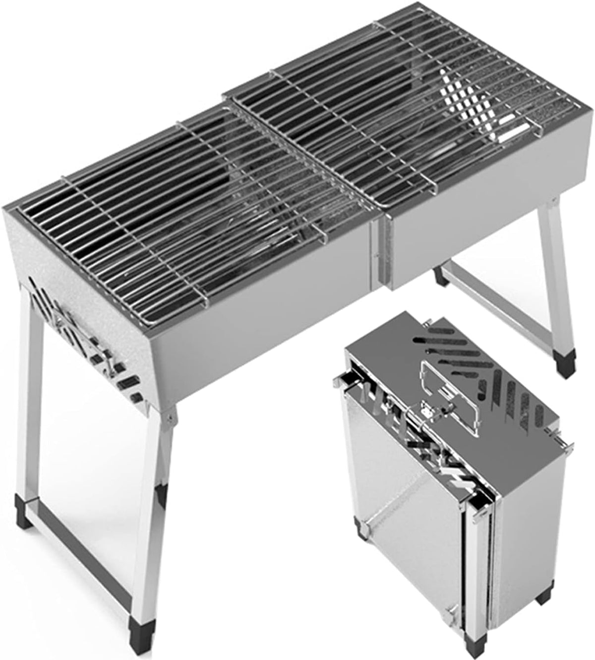 Generisch, Holzkohlegrill, Tragbarer BBQ - Klappbarer Edelstahlgrill für Camping, Picknicks und Kochen im Freien