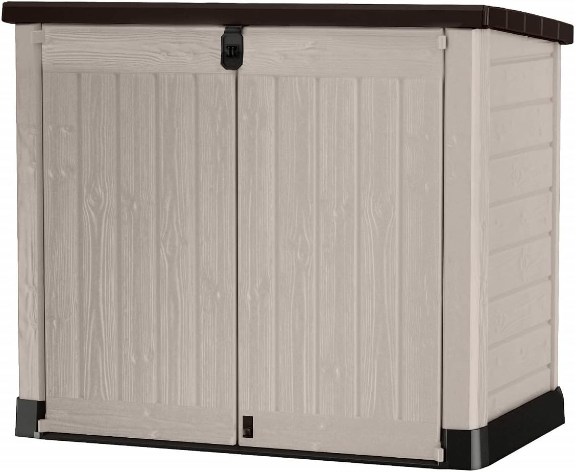 Keter, Mülltonnenbox, 145,5 x 82 x 123cm, 1.200 L, Store it Out Pro mit Gasdruckfeder, wetterfest, abschließbar