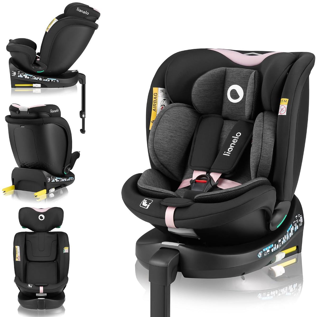 Lionelo, Kindersitz, 150 cm, NAVY i-Size Drehbarer 360o, Gruppe 0+1 2 3