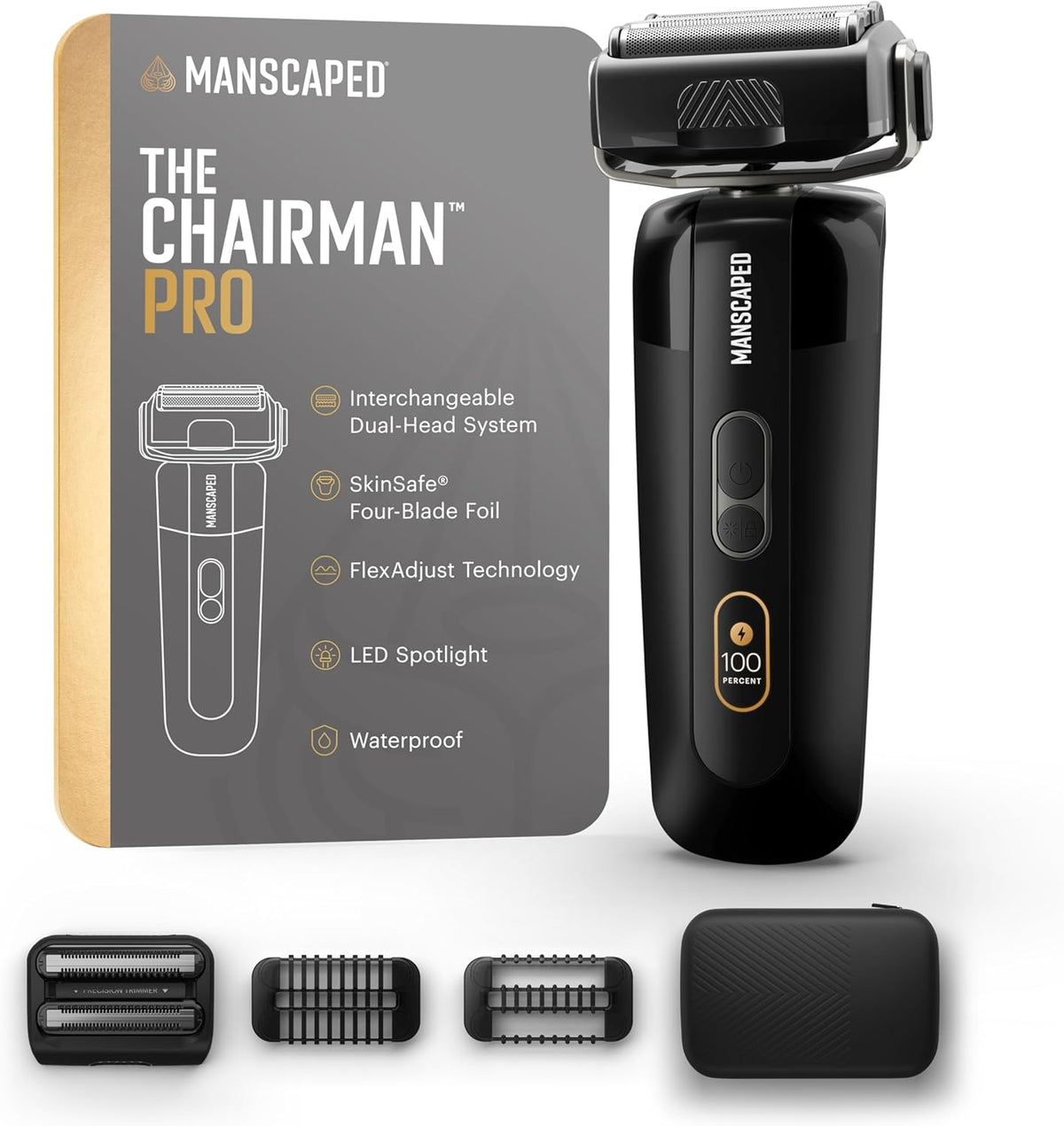 Manscaped Refining The Gentleman, Folienrasierer, ® Chairman™ PRO Elektrorasierer, Rasierapparat mit zwei auswechselbaren SkinSafe® Aufsätzen
