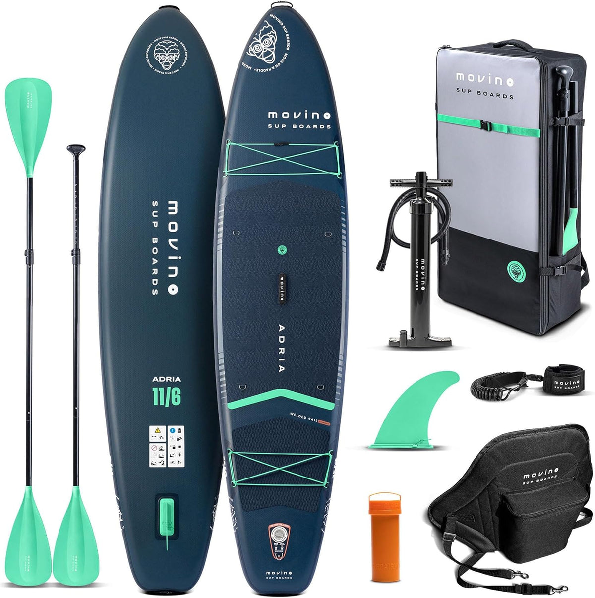Movino, SUP-Board, 350x83x15 cm, 350 cm, 165 kg, Stand Up Paddle Board - 2in1 SUP Kajak Aufblasbar