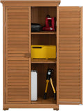 HOMASIS, Gerätehaus, 87x47x160cm, Tannenholz, Asphaltfilz, Natürlich, Gartenschrank aus Holz, Wetterfest Outdoor