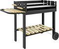 Outsunny, Holzkohlegrill, 113 x 53,5 x 82,5 cm, mit Ablage, Griff Schwarz