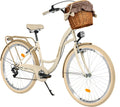 Generic, Fahrrad, 28 Zoll, Bike, Komfort Citybike Mit Weidenkorb Damen Hollandrad, Creme-Braun, 7-Gang