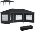 Outsunny, Pavillon, ca. 3x6m Wasserdicht Pop-up Falt Fenster Schwarz