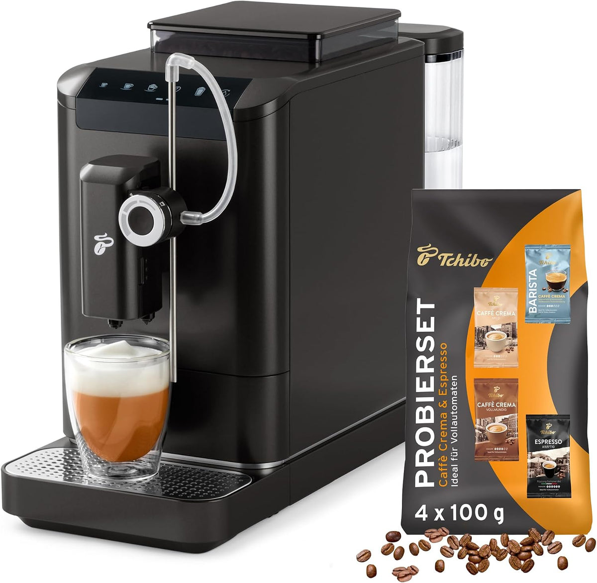 Tchibo, Kaffeevollautomat, Esperto2 Milk mit One-Touch Milchfunktion und, Caffè Crema, Capuccino und Milchschaum