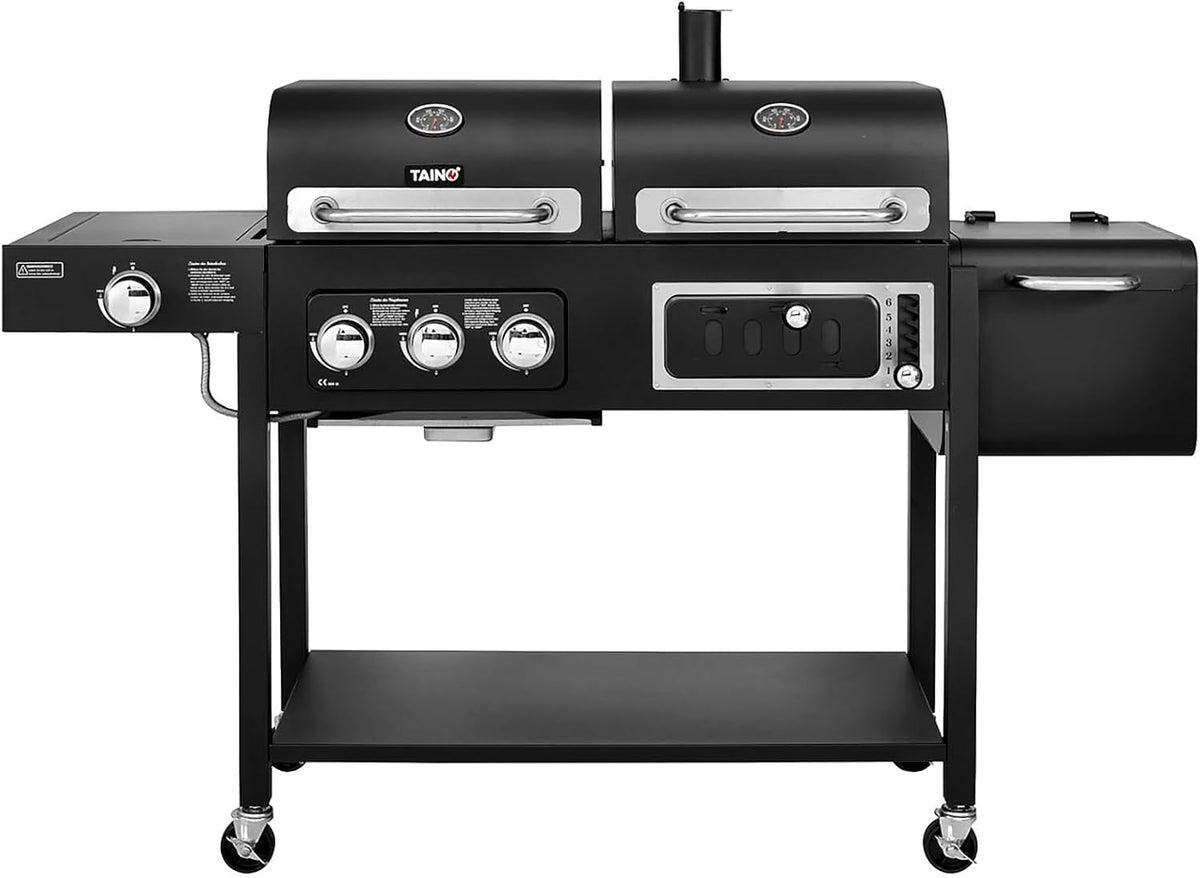 TAINO, Holzkohlegrill, Polyester, HERO DUO Gasgrill Smoker Kombigrill Grillwagen 2 in 1
