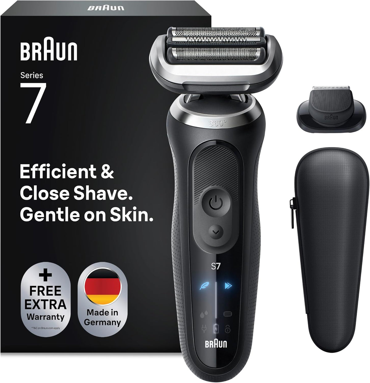 Braun, Folienrasierer, Rasierer Herren Elektrisch Series 7, 72-N1200si, Schwarz