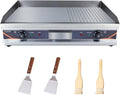DULNICE, Elektrogrill, 73x47cm, Kommerzielle Grillplatte Elektrisch 2/3 flach + 1/3 gerillt