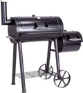 Nexos Trading, Holzkohlegrill, BBQ Grill Smoker schwarz Grillwagen 2 Kammern Barbecue
