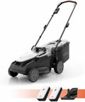 LiTHELi, Rasenmäher, 4,0 Ah, 300 m, 75 mm, 38cm, Akku, 2 x 20V, Schnittbreite, Brushless, bis ², 40L Fangkorb, 25- Schnitthöhe