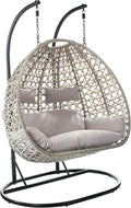 Kobolo, Hängesessel, 134x100x192 cm, Hängekorb Polyrattan 2 Personen grau