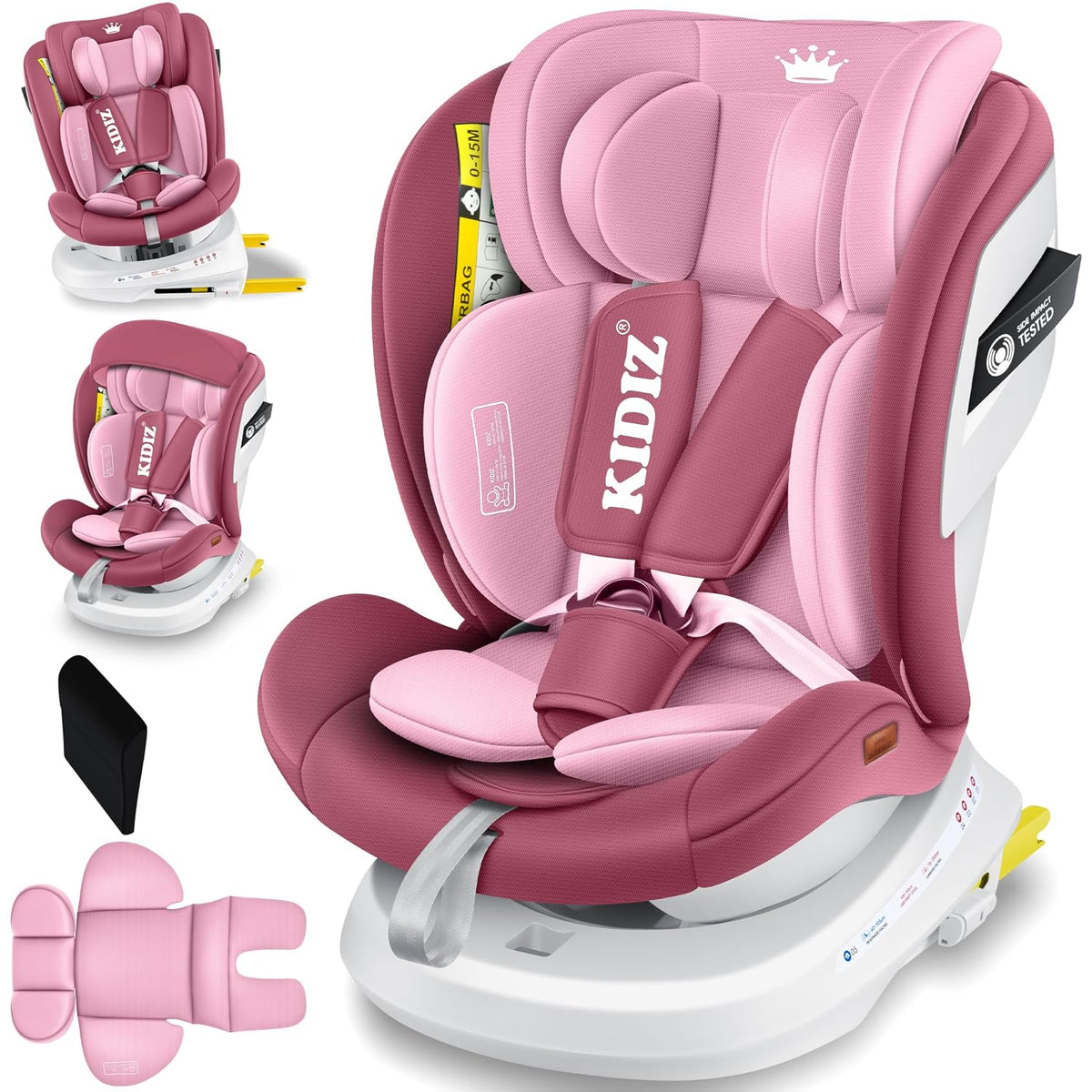 Kidiz, Kindersitz, 150cm, ® Auto mit Isofix i-Size R129 100- bis 12 Jahre, Kinderautositz Gruppe 0/1/2/3, mitwachsender