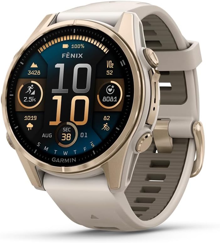 Garmin, Smartwatch, 43 mm, fēnix® 8-, AMOLED, Saphir, Premium-Multisport-GPS-, langlebige Akkulaufzeit, Tauchklasse