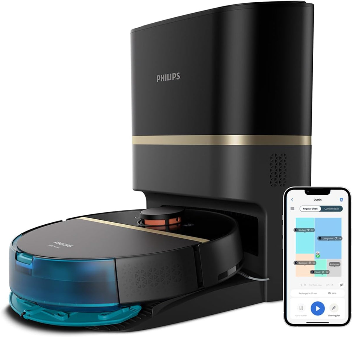 PHILIPS, Saugroboter, HomeRun 7000 Serie Roboter-Staubsauger und Wischmopp, Ultra-starke 5000 Pa Saugleistung, Automatische Entleerungsstation