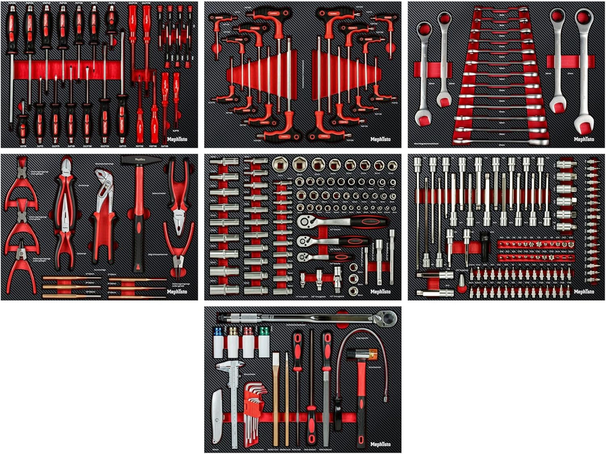 Mephisto, Schraubendreher-Sets, 7 Werkzeugeinlagen Werkzeug in Soft Inlay mit Carbon Lock
