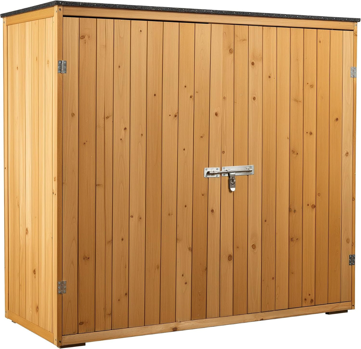 Wiltec, Gerätehaus, 136 x 58 x 127 cm, Gartenhaus mit Doppeltür in Naturfarbe Holz für den Garten