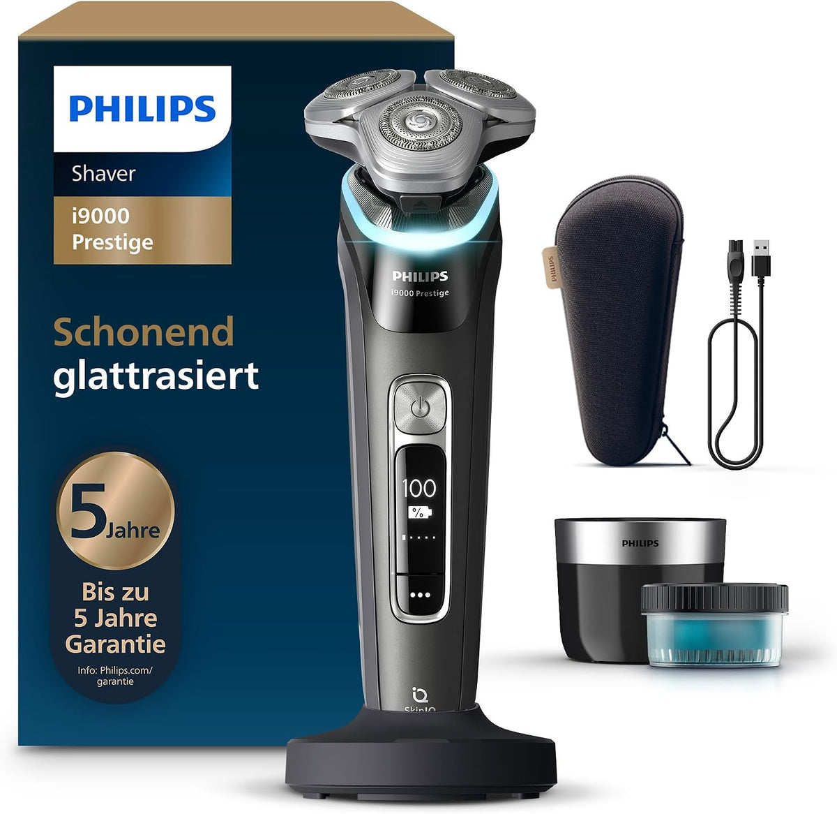 PHILIPS, Elektrorasierer, Rasierer i9000 Prestige, elektrischer Nass- und Trockenrasierer für Herren mit, schwarz