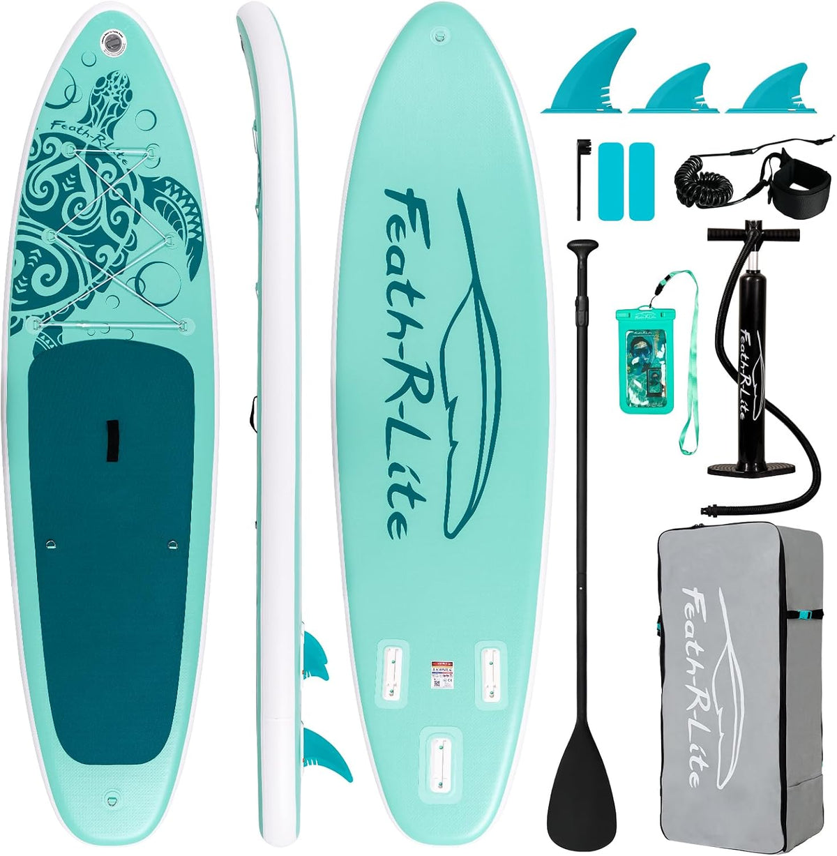FEATH-R-LITE, SUP-Board, Paddleboard, Aufblasbares Stand Up Paddle Board Ultraleicht Paddleboards, Pumpe, Rucksack