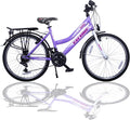 Talson, Fahrrad, 24 Zoll, Kinder 21-Gang Shimano Schaltung mit Beleuchtung Lila-Weiss