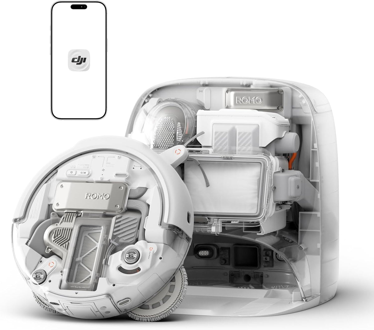 DJI, Saugroboter, ROMO P mit Wischfunktion, 25.000 Pa Saugkraft