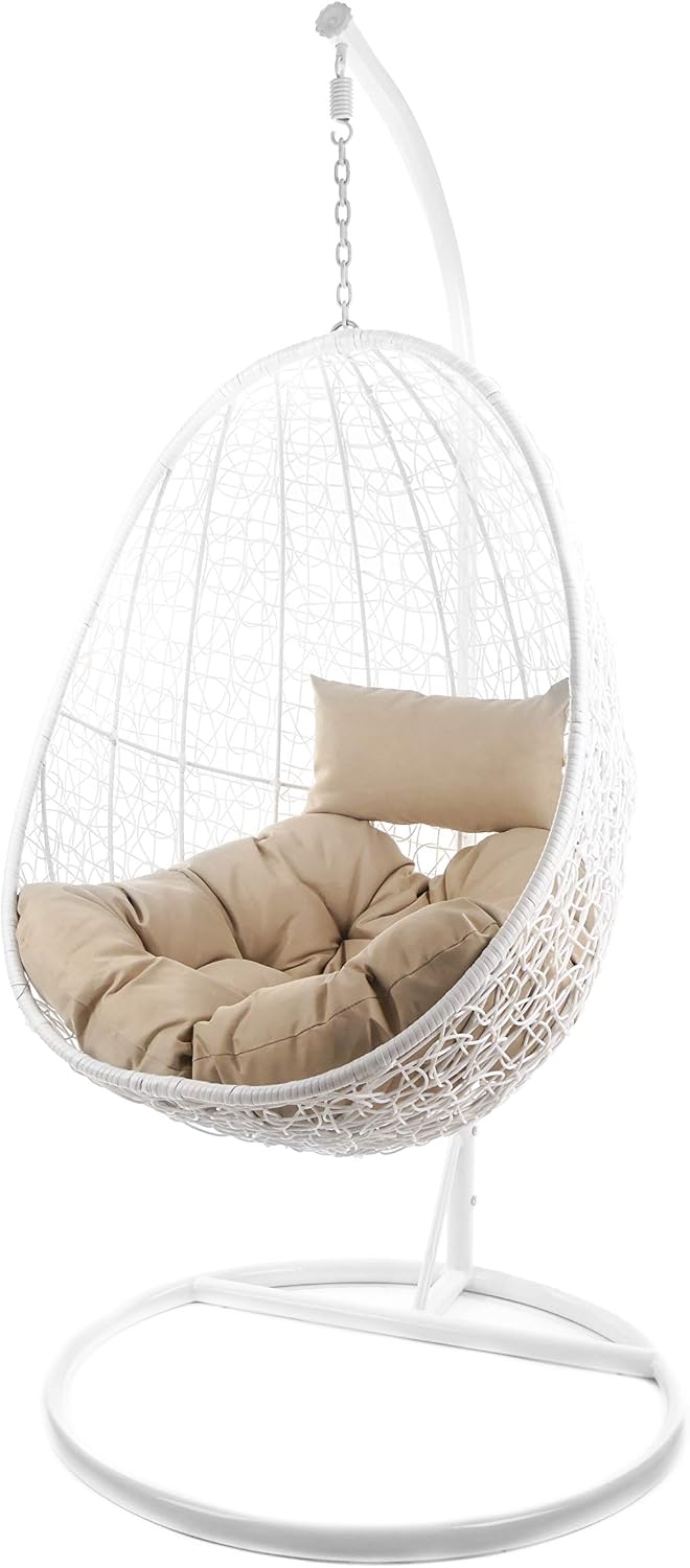 Hängesessel, Kideo, ® Komplettset: mit Gestell & Kissen, Indoor & Outdoor, Poly-Rattan, Lounge