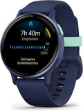 Garmin, Fitness-Tracker, 42 mm, Vivoactive 5, GPS-Fitness-Smartwatch, Kapitänsblau/Blau