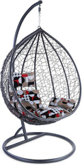 Hängesessel, Carparts-Online GmbH, Luxus Miami XXL Polyrattan Korb und Gestell schwarz Kissen