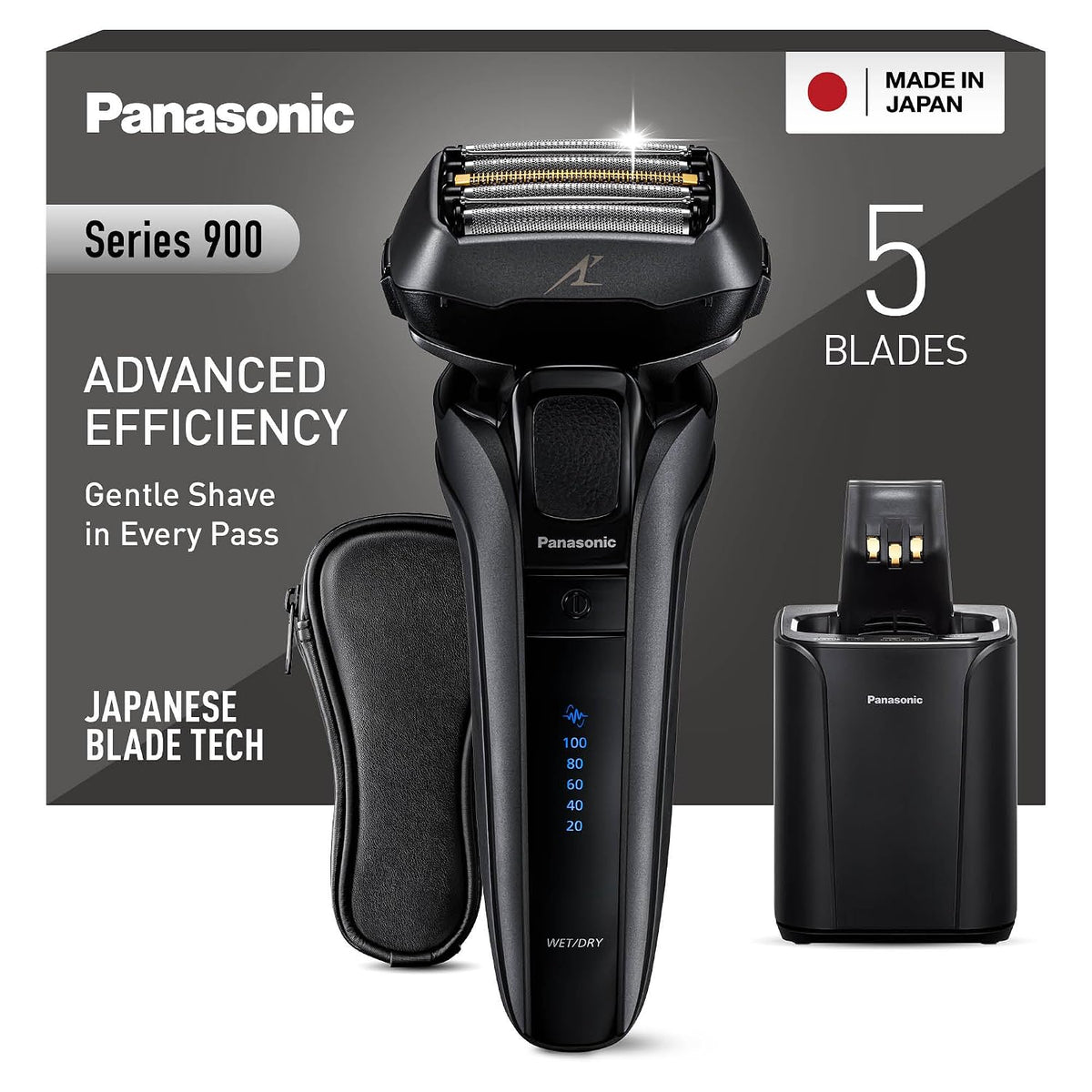 Panasonic, Folienrasierer, Series 900 Premium Nass- und Trocken Rasierer ES-LV9U, 5-fach-Scherkopf mit Linearmotor und Bartdichtensensor