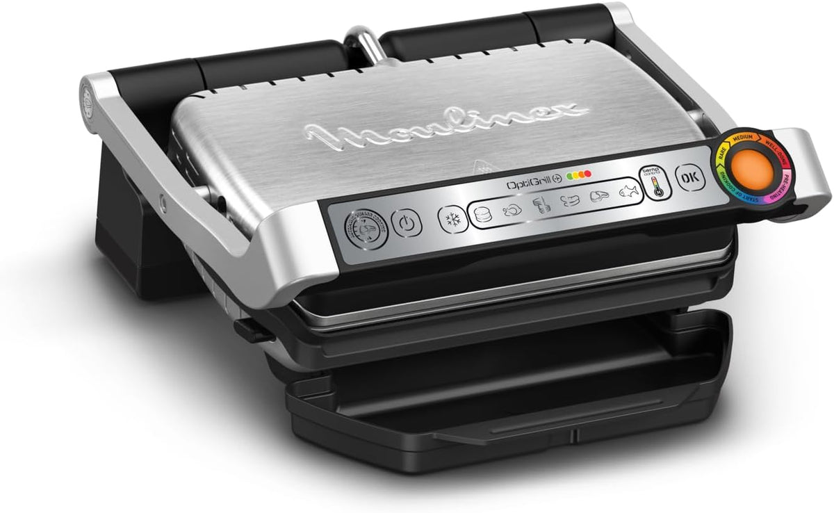 Moulinex, Elektrogrill, Optigrill+, für den Innenbereich, Fisch und Gemüse, Kochanzeige und 6 automatische Programme