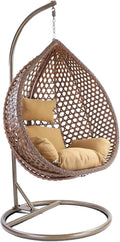 Hängesessel, RAMROXX, Luxus Style XXL Korb Gestell Braun mit Relaxkissen Braun