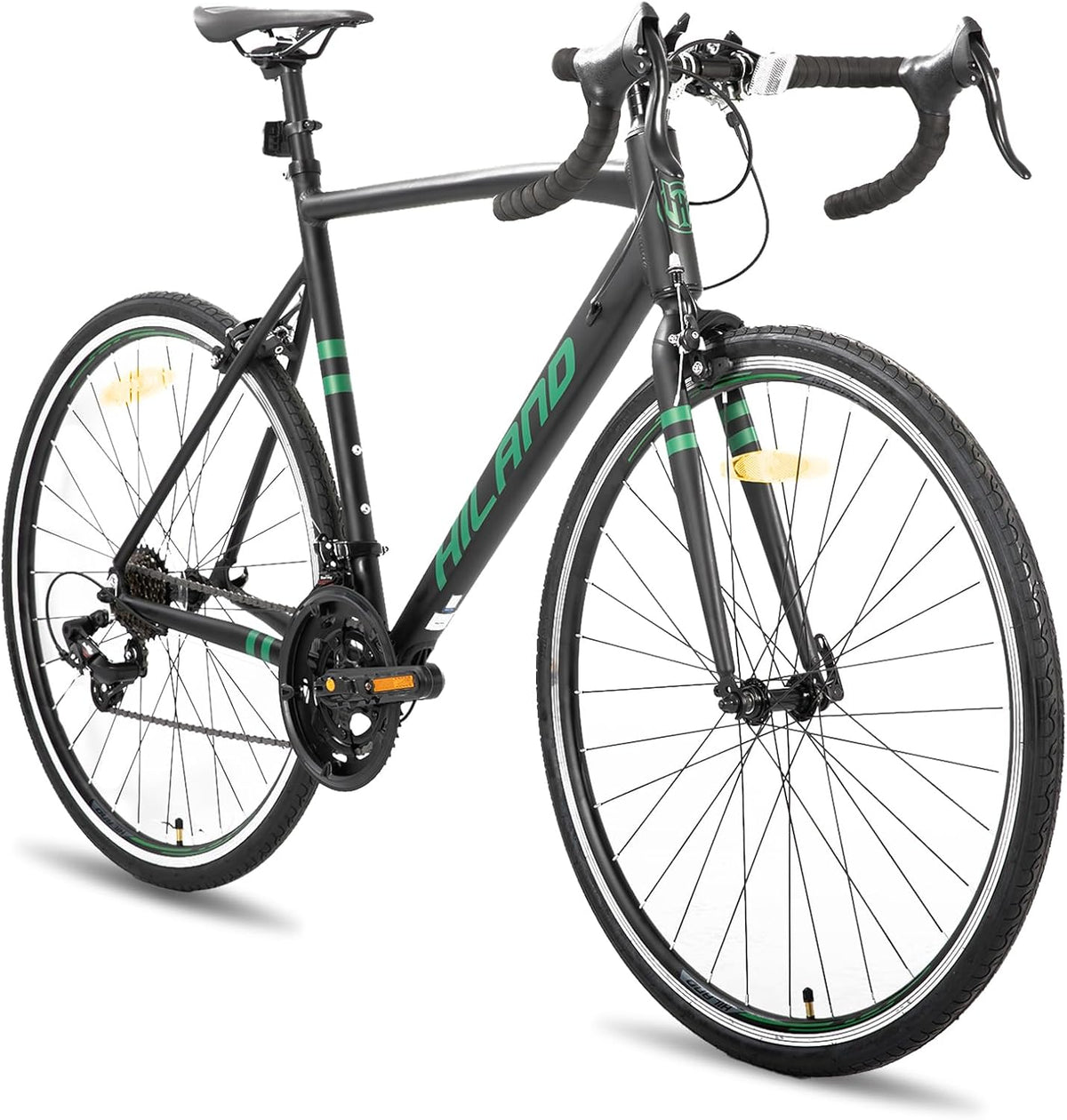 HH HILAND, Fahrrad, 28 Zoll, 570mm, Rennrad 14 Gang, Aluminium Rahmen 700c Rennrad, 530/ Rahmen City Pendler für Männer Frauen Schwarz