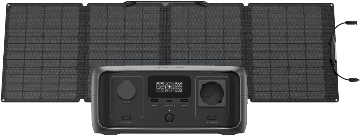 EF ECOFLOW, Powerstation, 245Wh, 110W, RIVER 3 tragbare mit Solarpanel, <10 ms USV