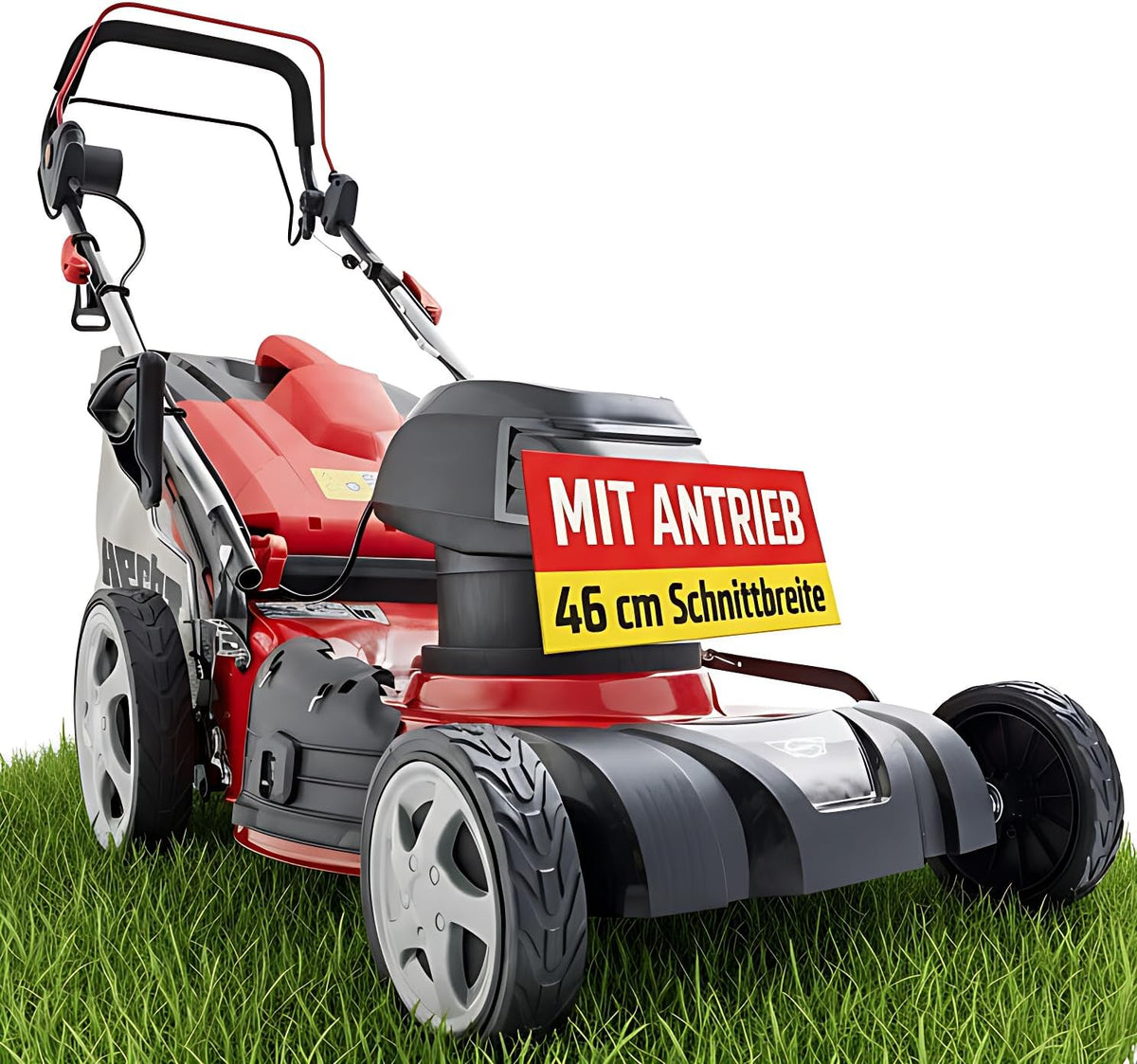 Hecht, Rasenmäher, 50 Liter, 46 cm, 5-IN-1 Elektro mit 1.800 Watt Motor, Schnittbreite, Radantrieb, Mulchfunktion