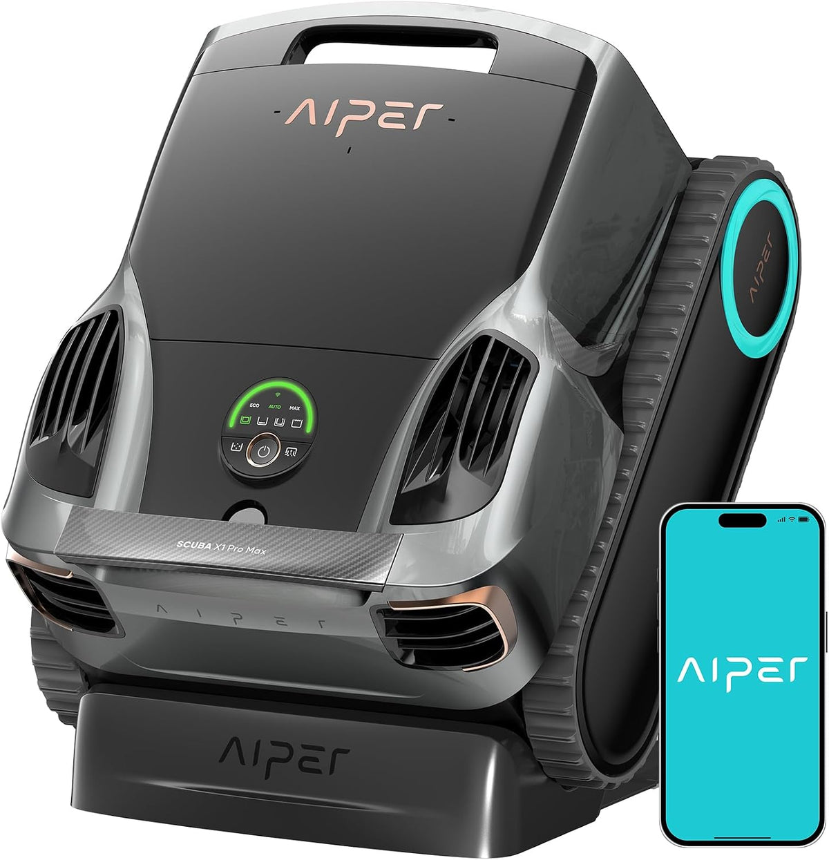 AIPER, Poolroboter, Scuba X1 Pro Max Boden und Wand, 360° Mapping, Adaptive Routenplanung, Wasserlinie, 32000 LPH Leistung