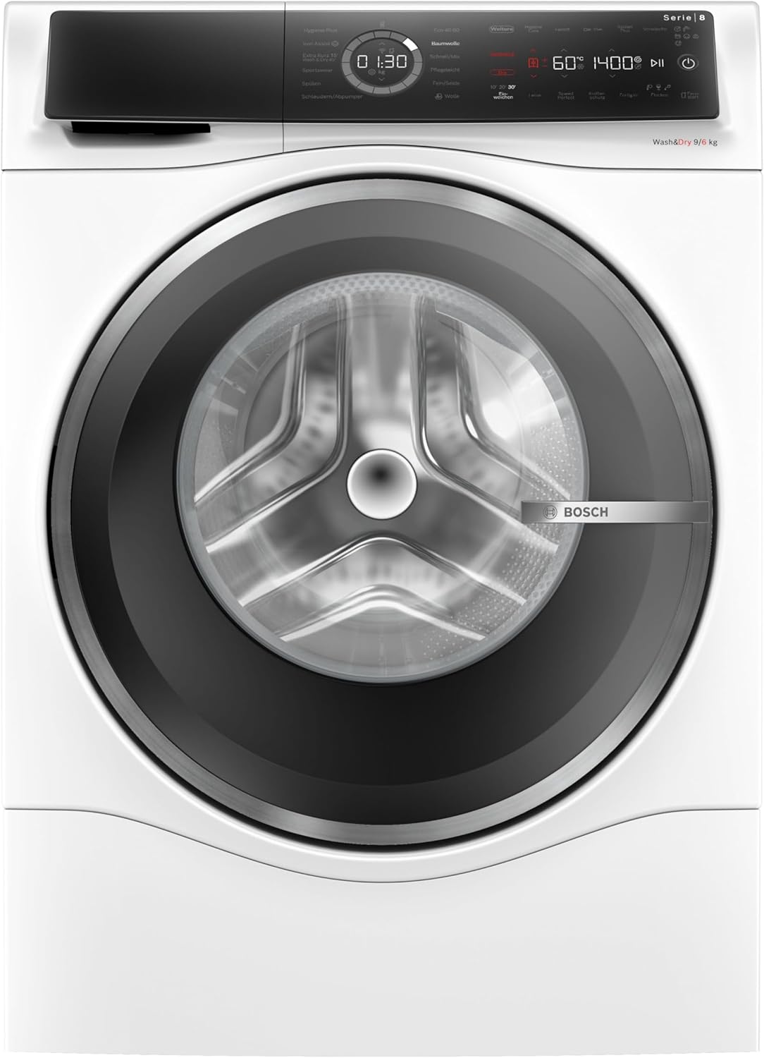 Bosch, Waschtrockner, 9 kg, 6 kg, WNC244070, Serie 8, waschen und trocknen, 1400 UpM, Fleckenautomatik, Iron Assist