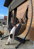 Izabell, Schaukelstuhl, Hängesessel mit Stahlgestell und Großen Kissen, XXL und Hängematte für Indoor & Outdoor