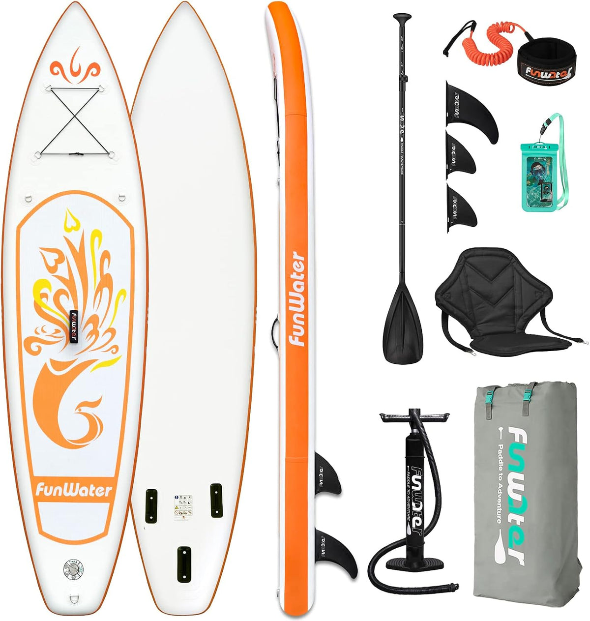 FunWater, SUP-Board, Aufblasbares Stand Up Paddle Board 10', 11'SUP Set mit Paddel & Pumpe, rutschfestes Eva-Deck
