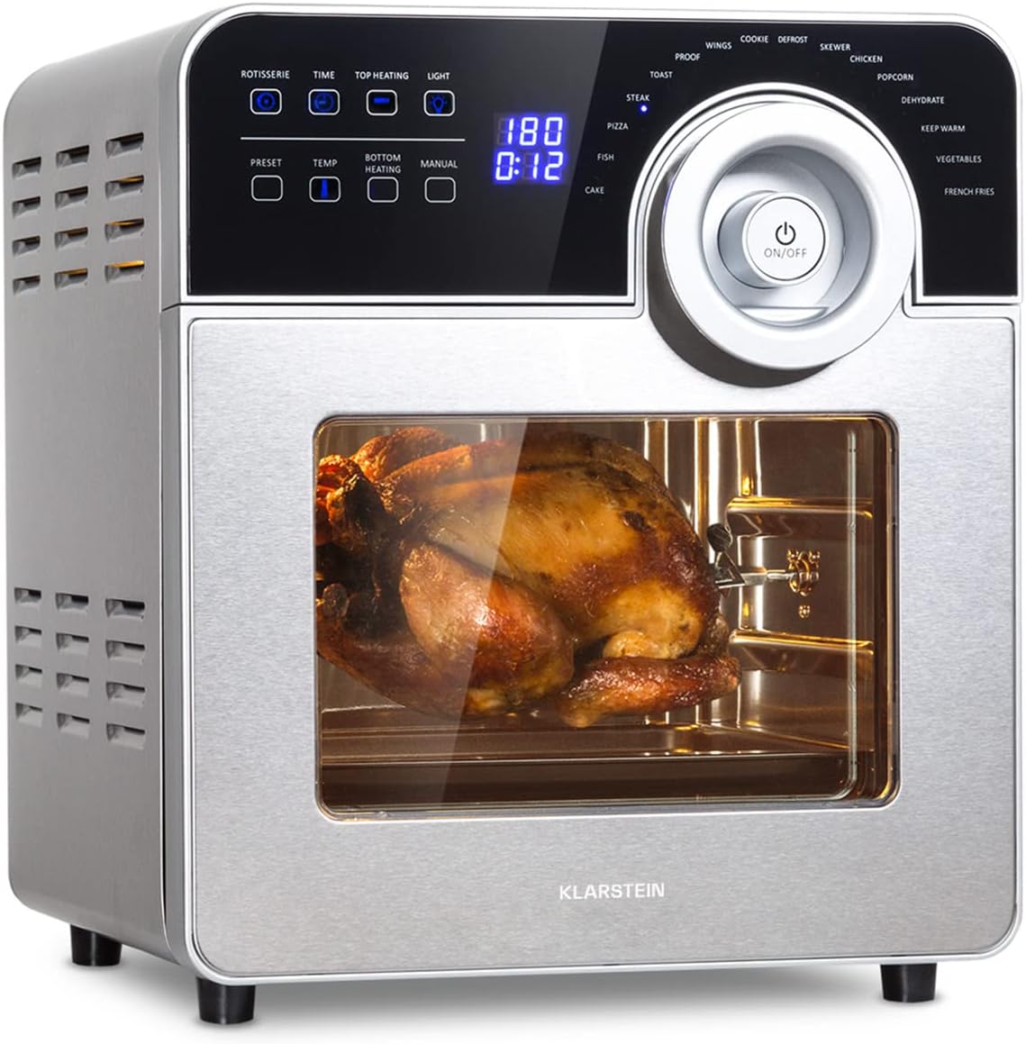 Klarstein, Heissluftfritteuse, 1700 Watt, 14 L, AeroVital Cube Chef Heißluftfritteuse - 1700 W, Airfryer mit Touchscreen